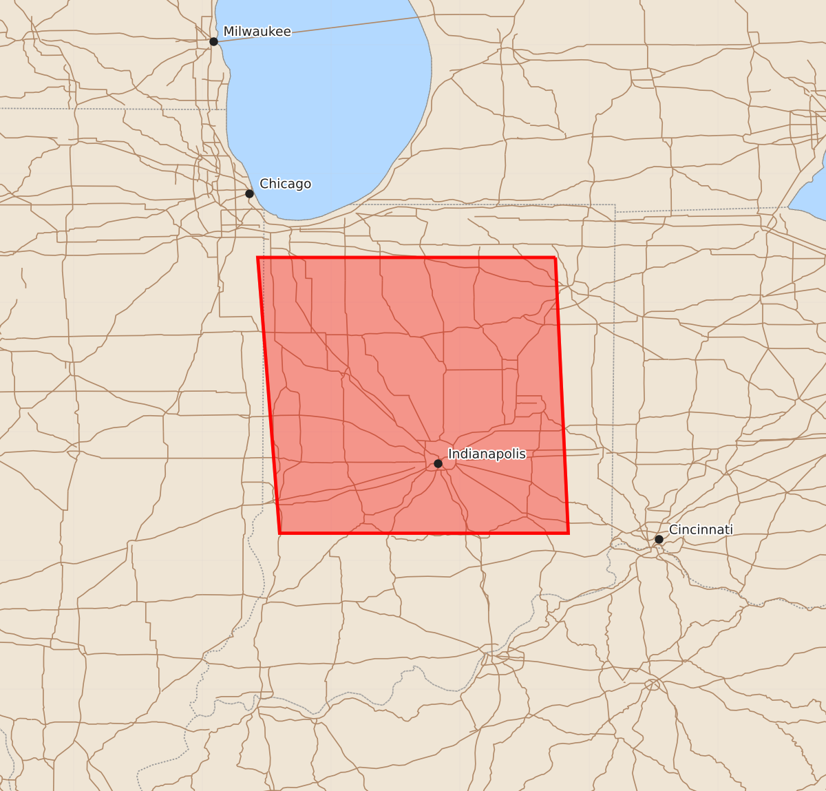 Risk area map for Watch 575 Outline