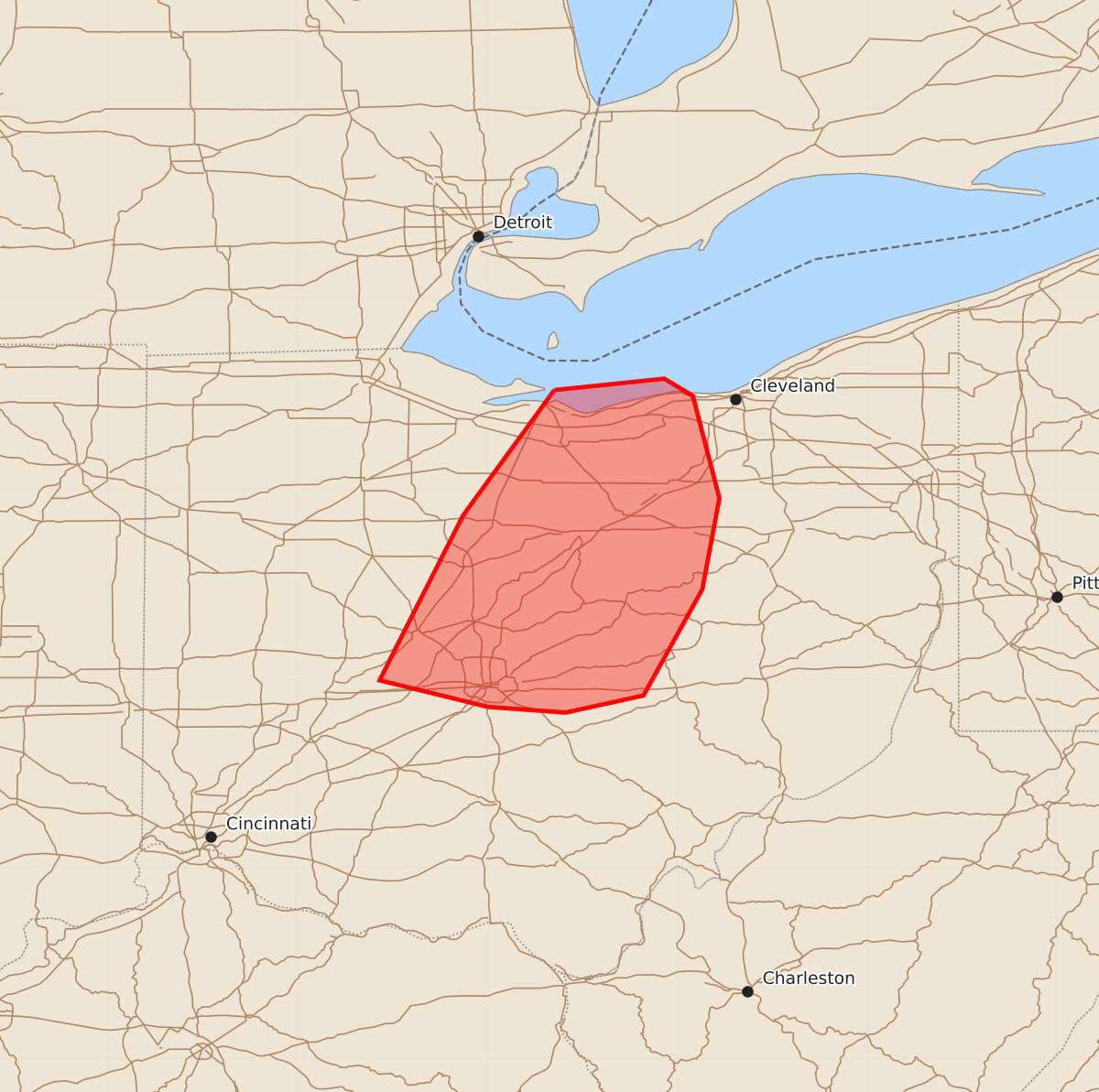 Risk area map for Mesoscale Discussion 1887