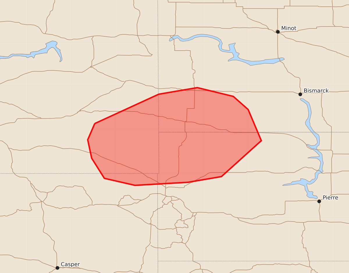 Risk area map for Mesoscale Discussion 1018