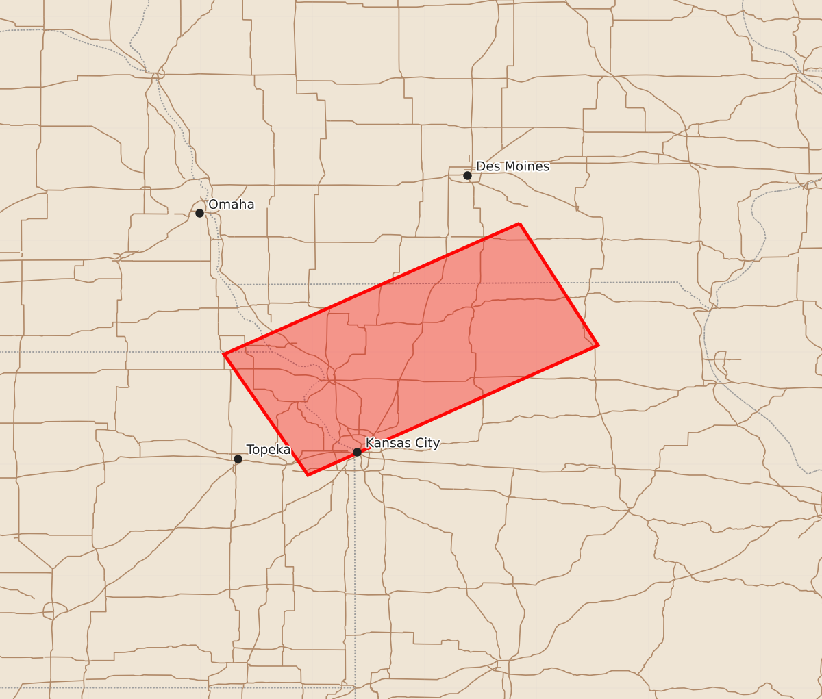 Risk area map for Watch 672 Outline