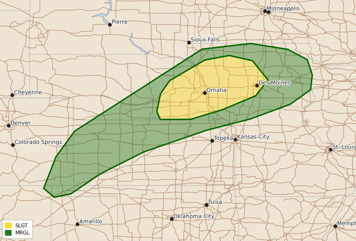 Risk area map for Day 1 Areal Outline