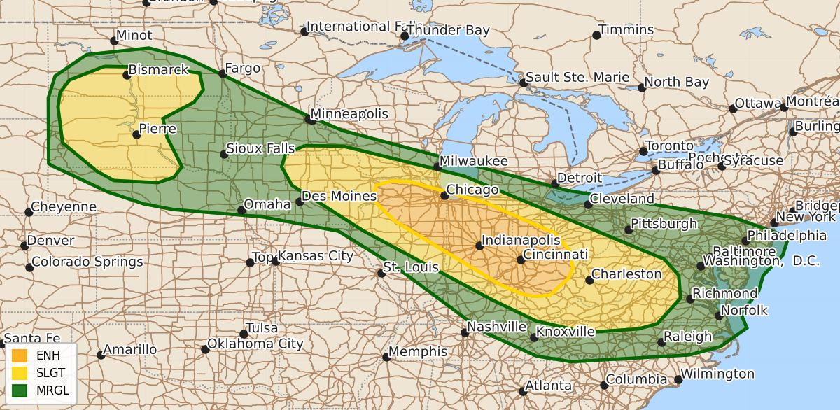 Risk area map for Day 1 Areal Outline