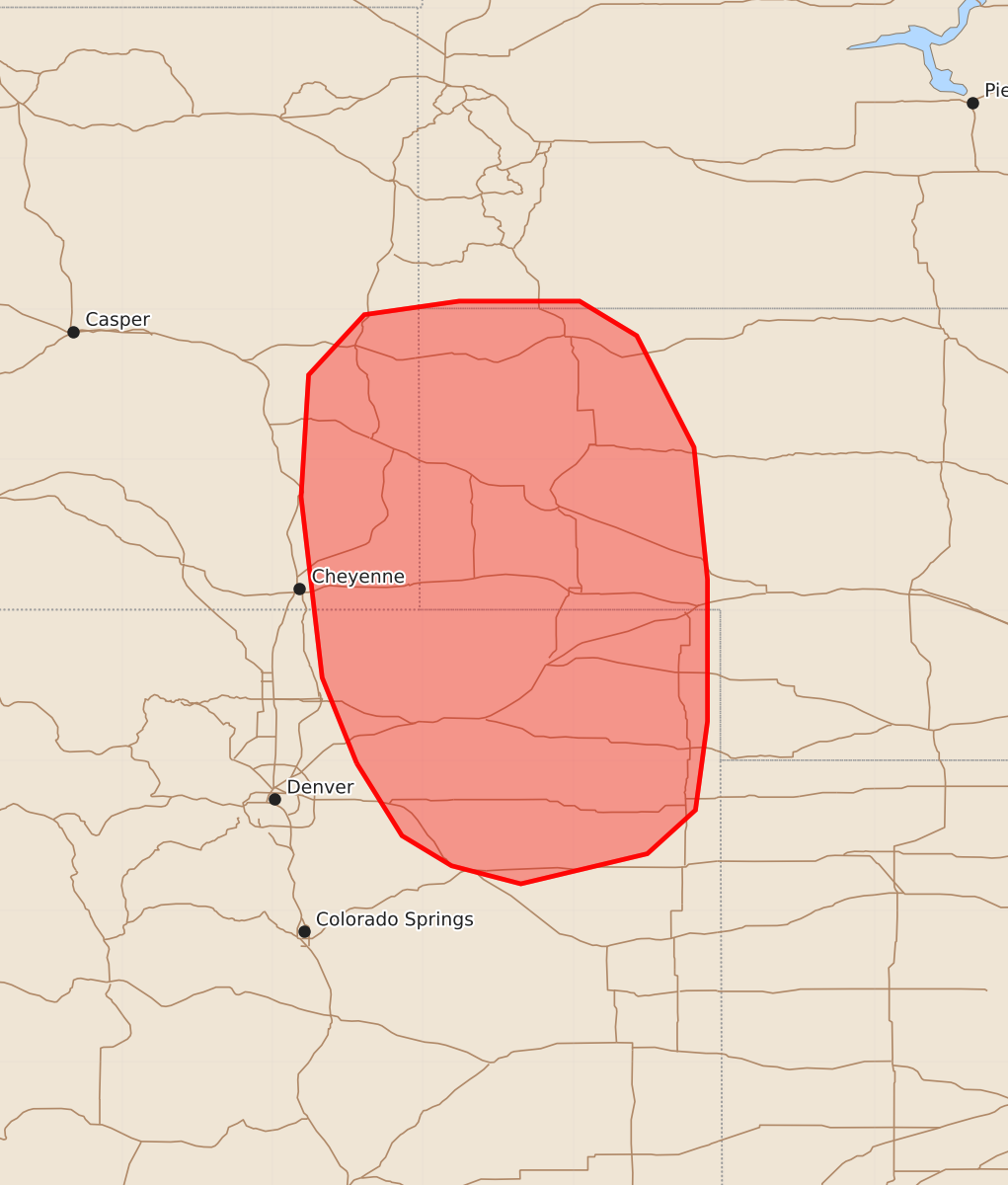 Risk area map for Mesoscale Discussion 1956
