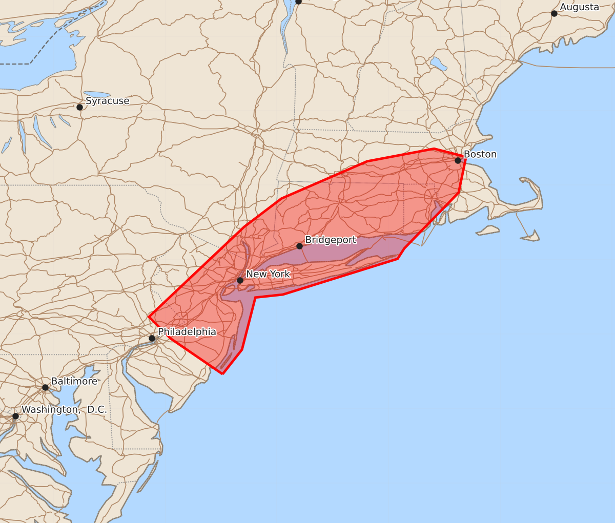 Risk area map for Mesoscale Discussion 1825