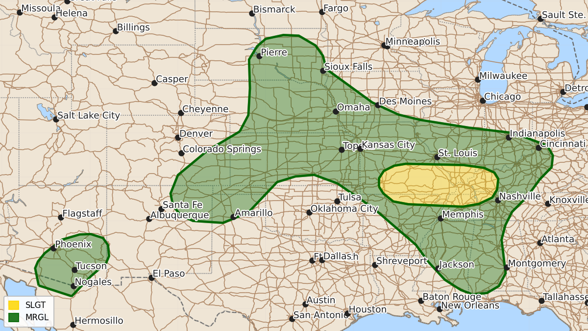 Risk area map for Day 1 Convective Outlook
