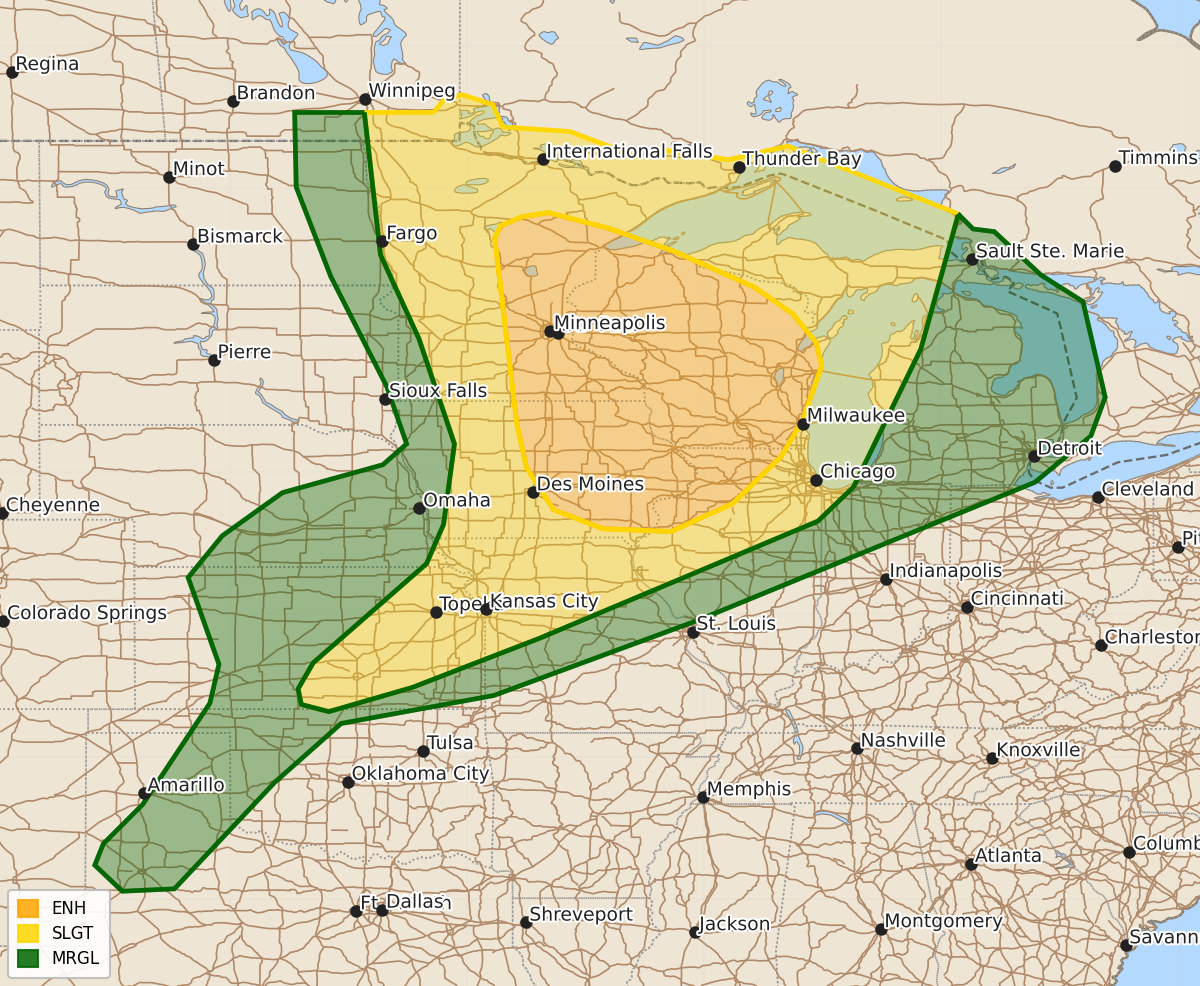 Risk area map for Day 3 Convective Outlook