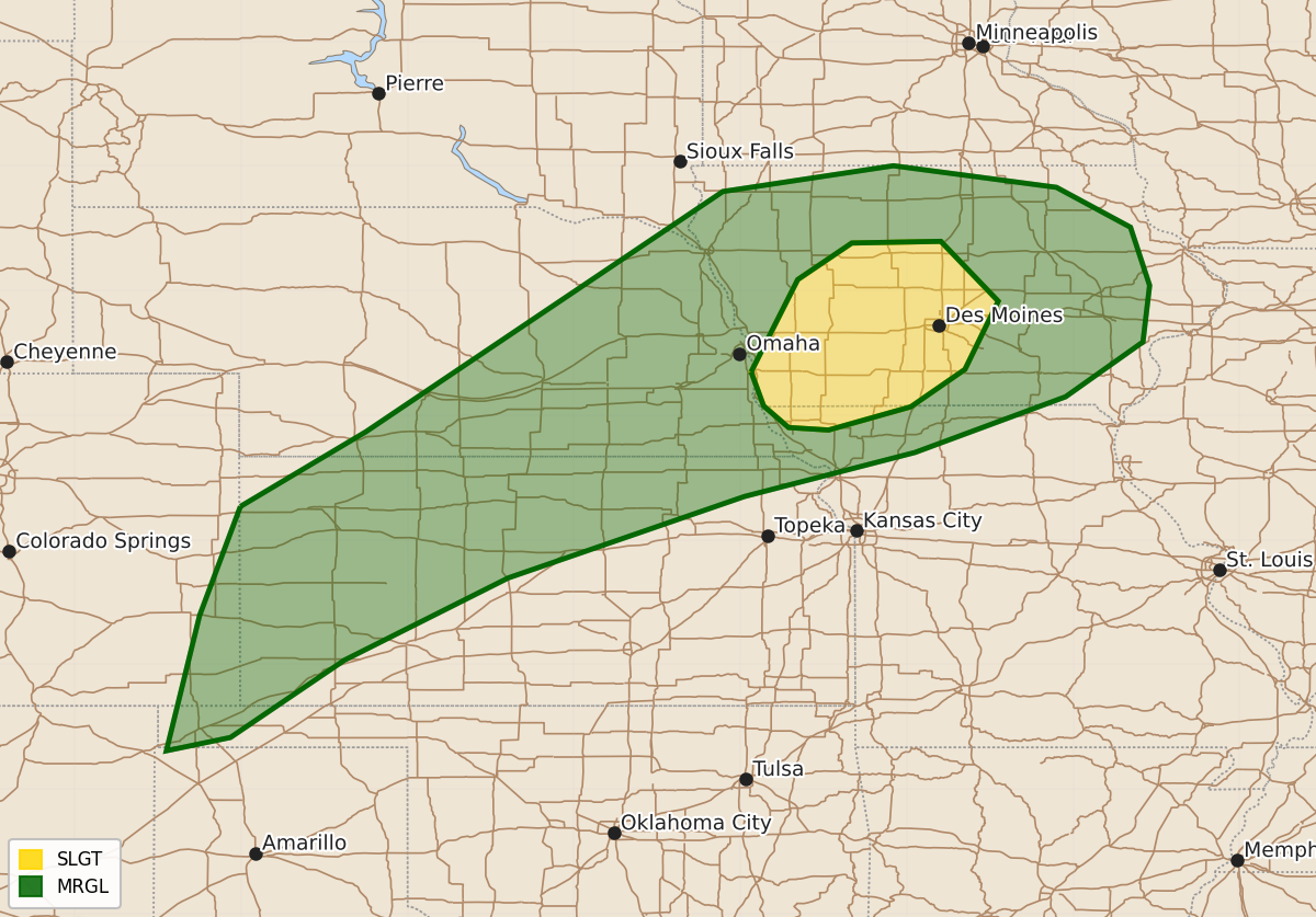 Risk area map for Day 1 Areal Outline