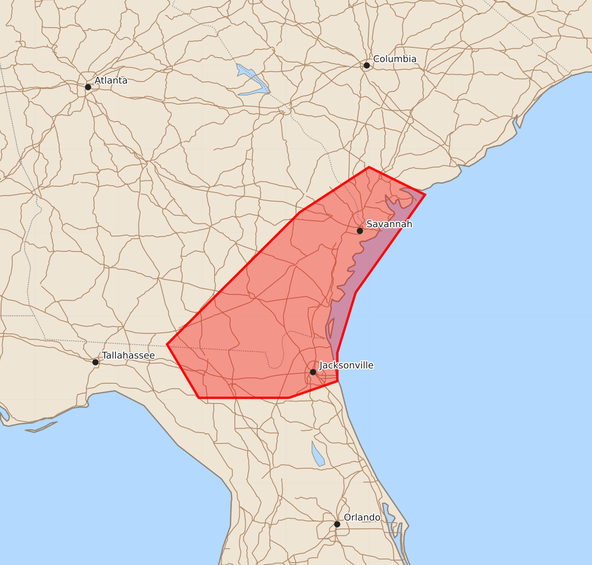 Risk area map for Mesoscale Discussion 2125