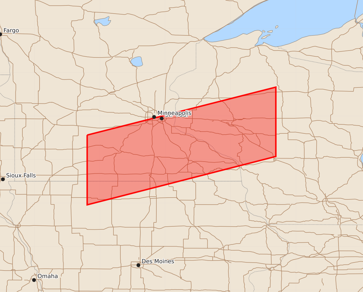 Risk area map for Watch 421 Outline