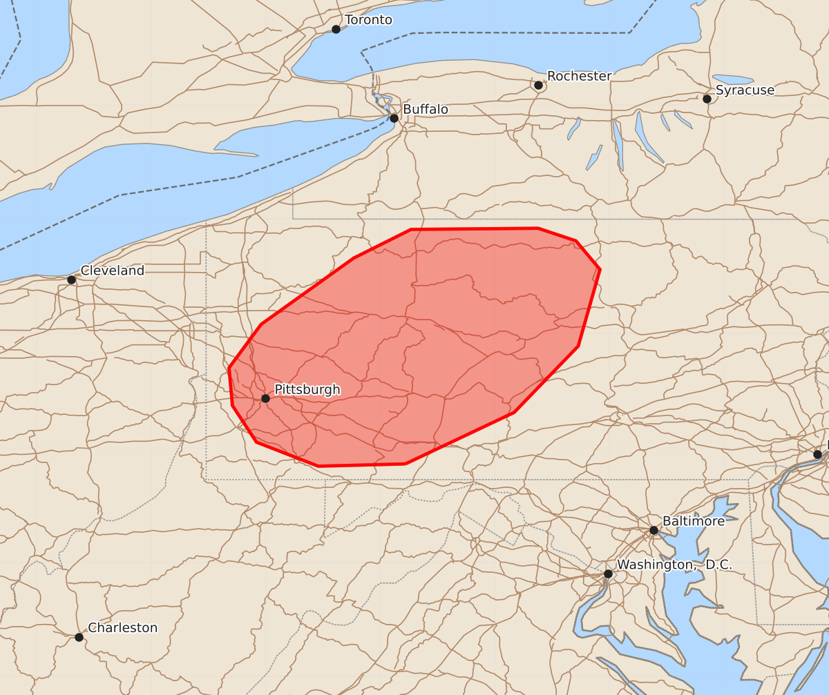 Risk area map for Mesoscale Discussion 1145