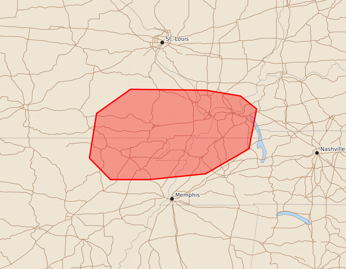 Risk area map for Mesoscale Discussion 1346