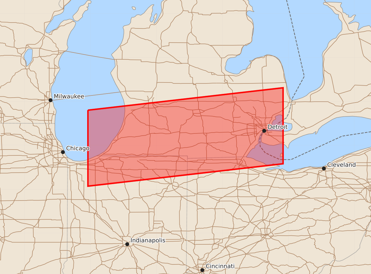 Risk area map for Watch 447 Outline