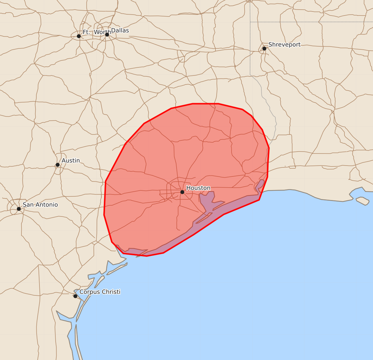 Risk area map for Mesoscale Discussion 1710