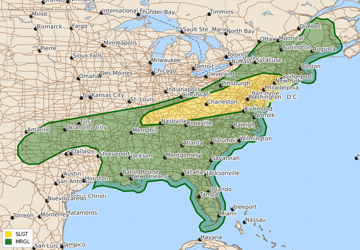 Risk area map for Day 3 Areal Outline
