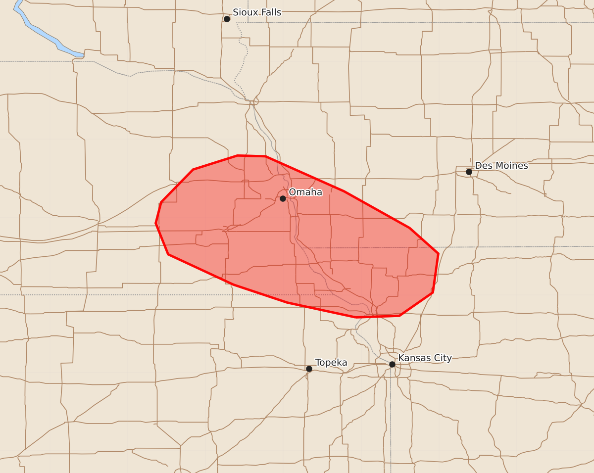 Risk area map for Mesoscale Discussion 1118