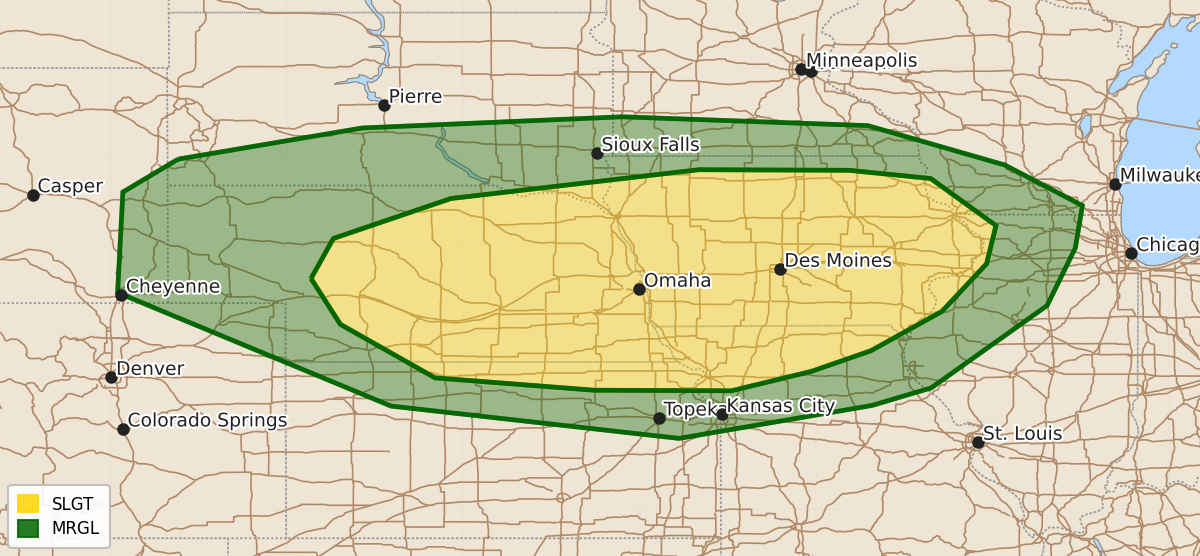 Risk area map for Day 3 Areal Outline