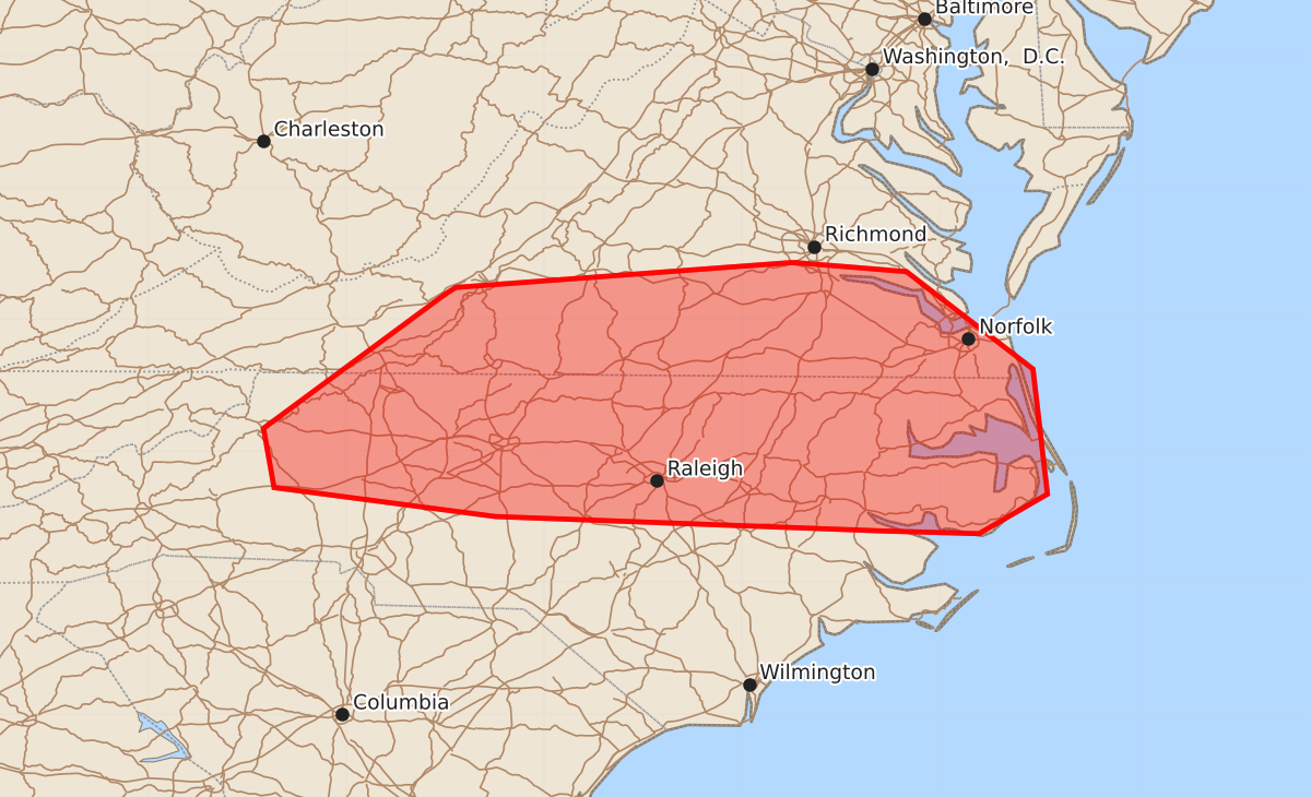 Risk area map for Mesoscale Discussion 1658