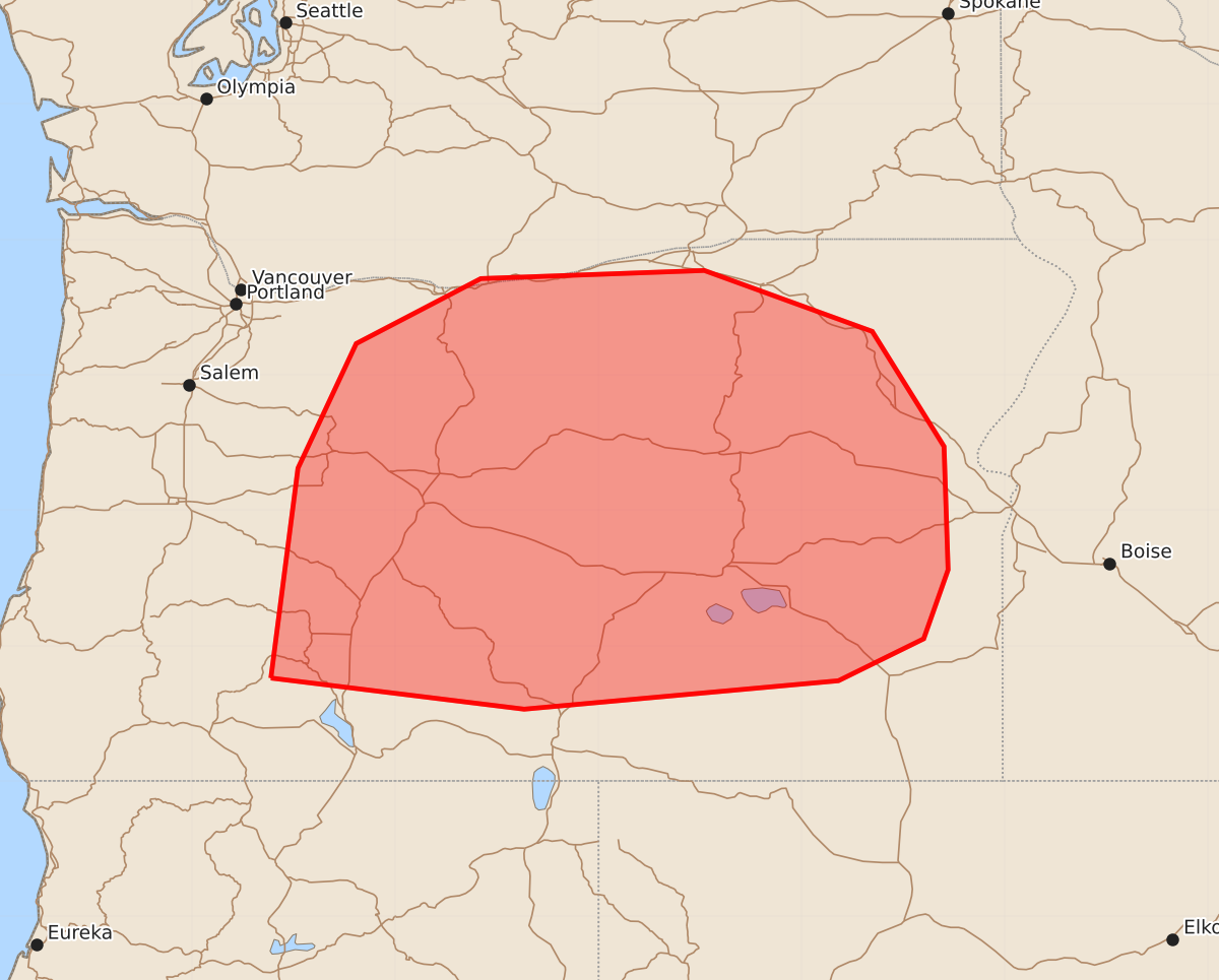 Risk area map for Mesoscale Discussion 1625