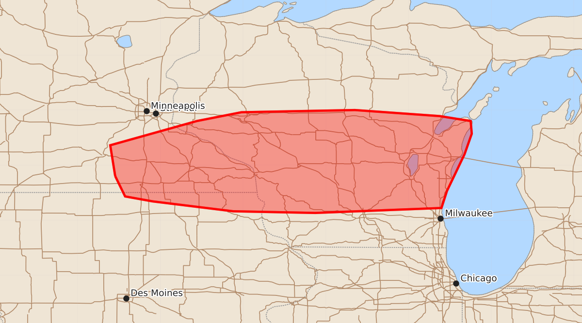 Risk area map for Mesoscale Discussion 1413