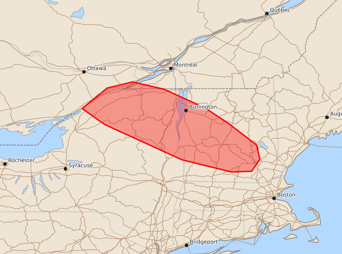 Risk area map for Mesoscale Discussion 1621