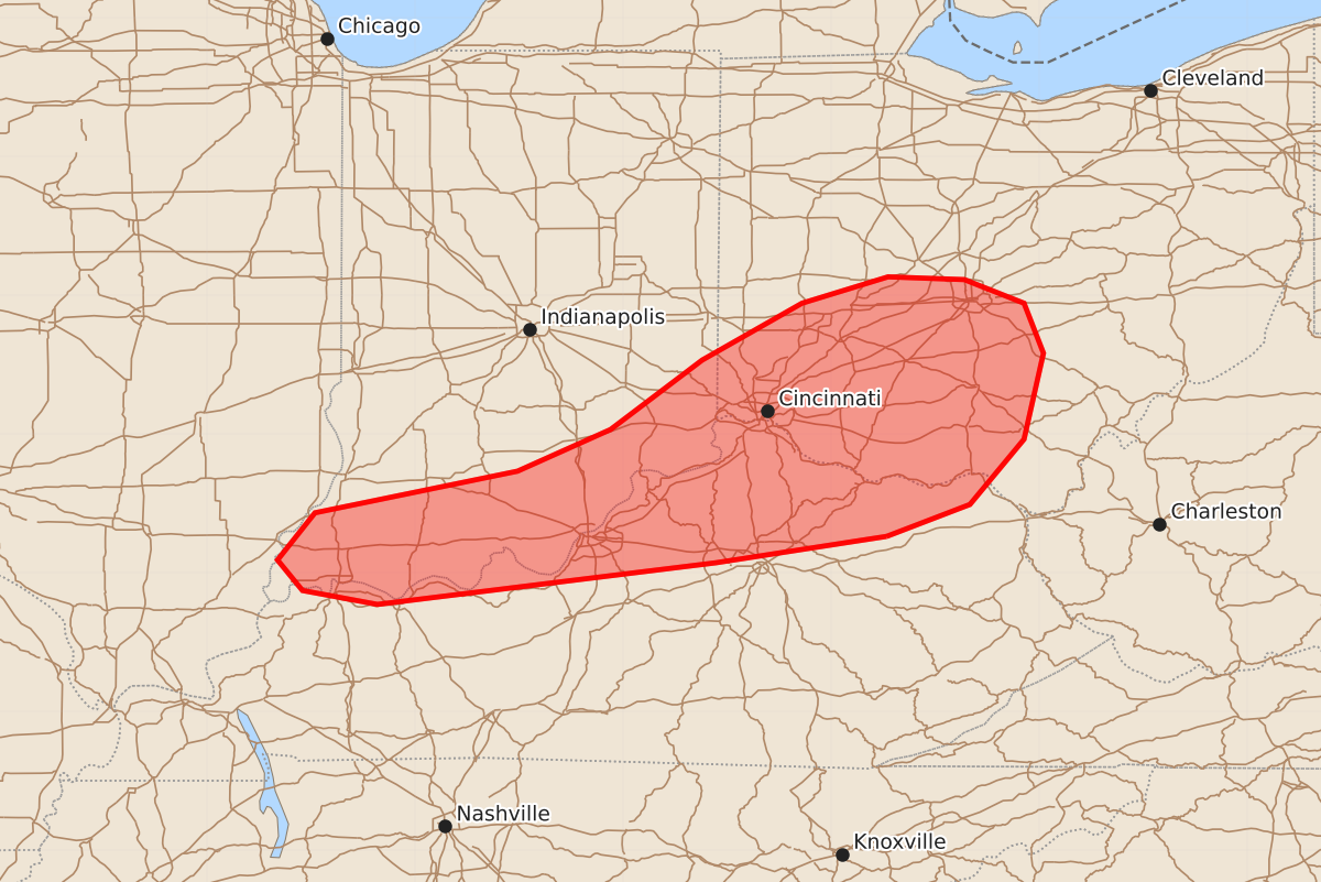 Risk area map for Mesoscale Discussion 1173