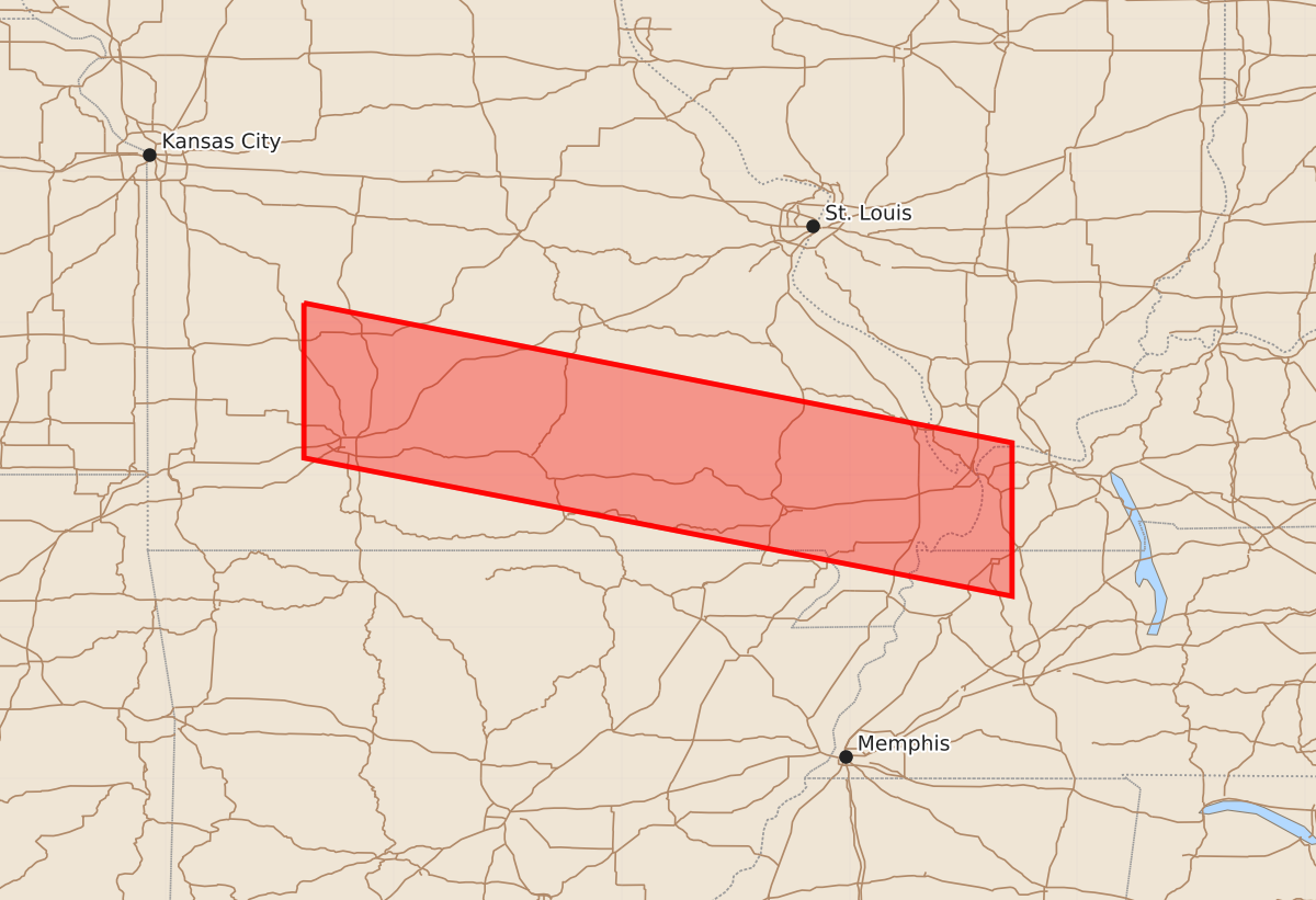 Risk area map for Watch 477 Outline