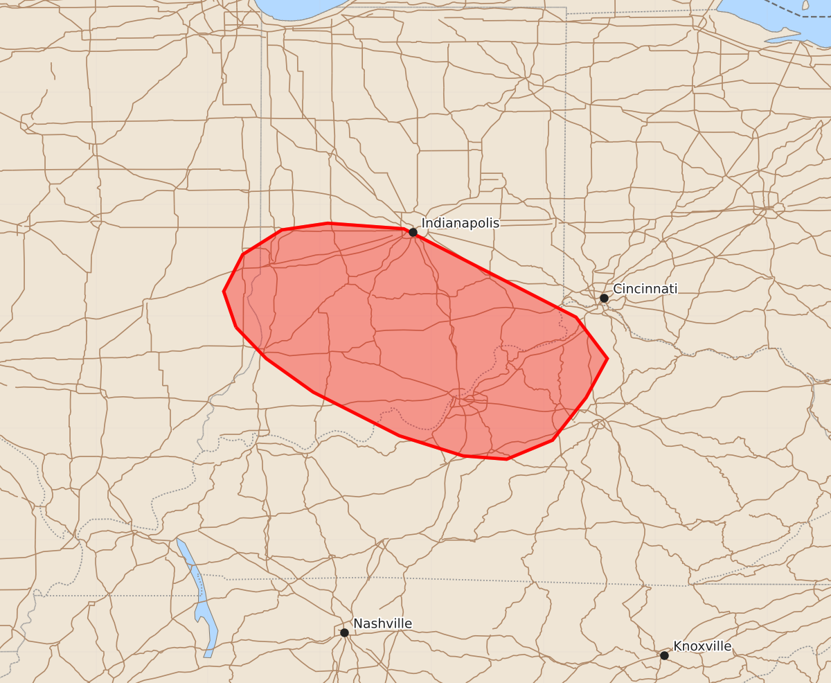 Risk area map for Mesoscale Discussion 1936