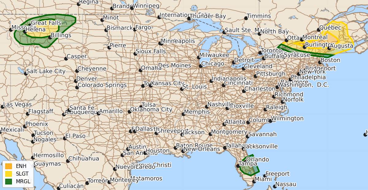 Risk area map for Day 1 Convective Outlook