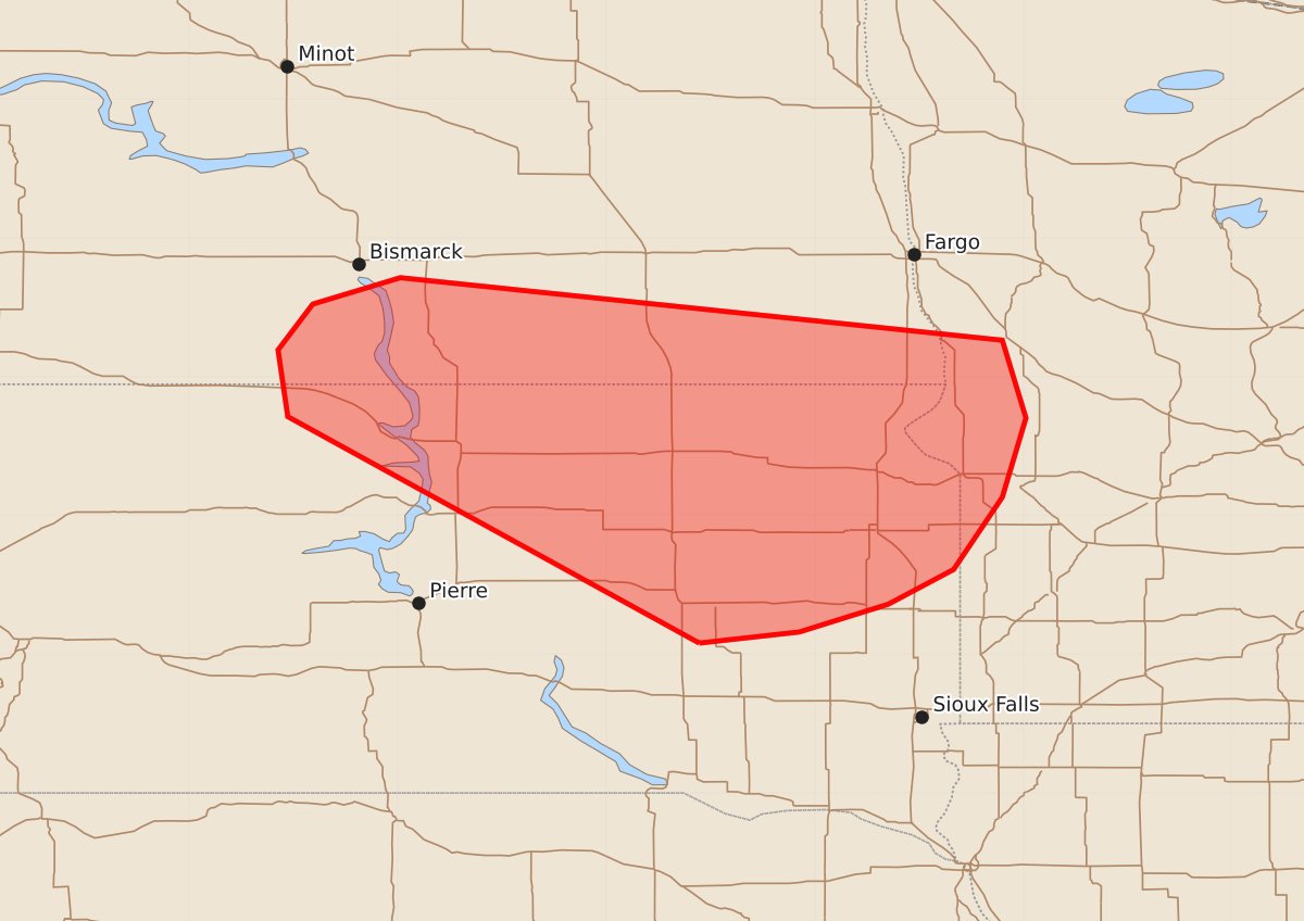 Risk area map for Mesoscale Discussion 1873