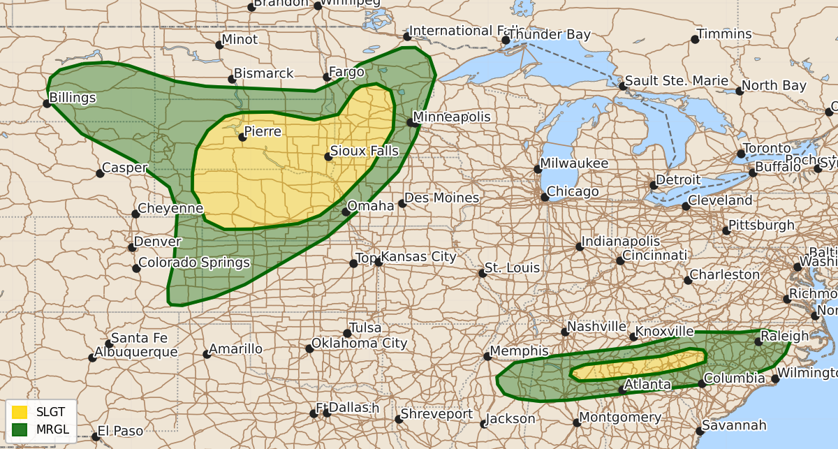 Risk area map for Day 1 Areal Outline