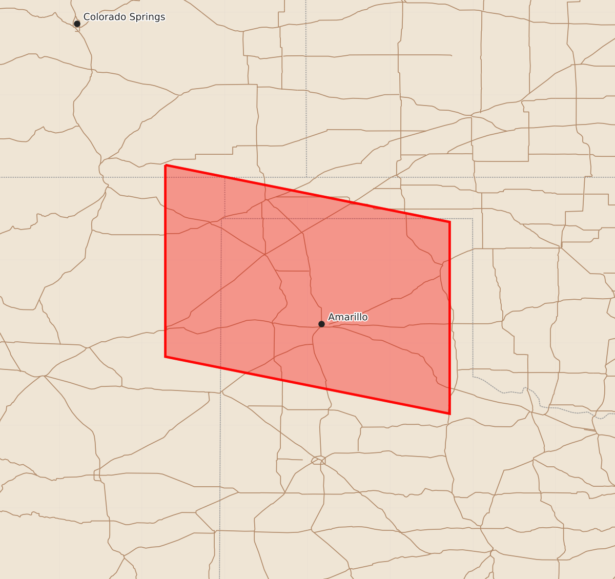 Risk area map for Watch 627 Outline