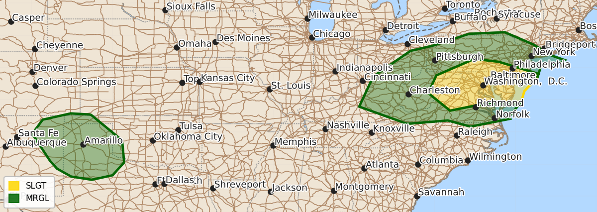 Risk area map for Day 3 Areal Outline