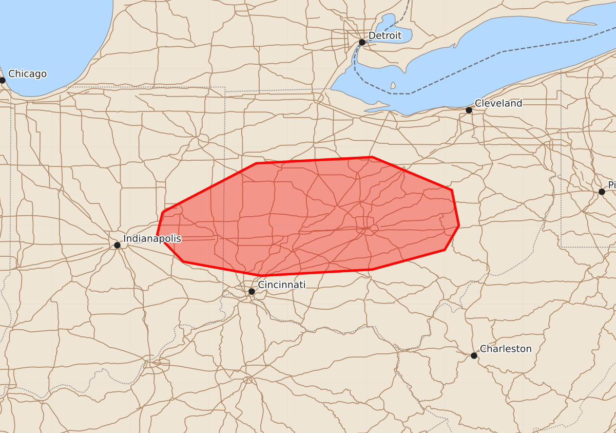 Risk area map for Mesoscale Discussion 2302