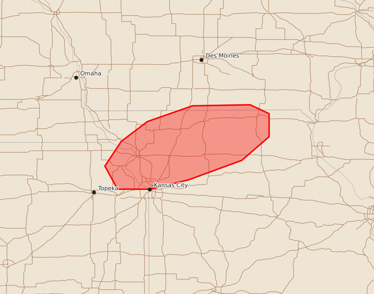 Risk area map for Mesoscale Discussion 2314