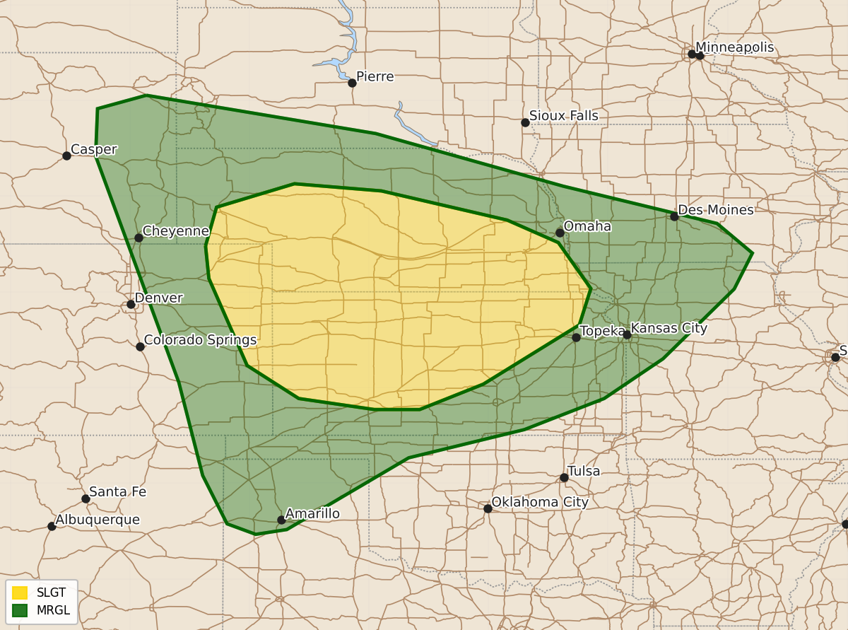 Risk area map for Day 3 Areal Outline