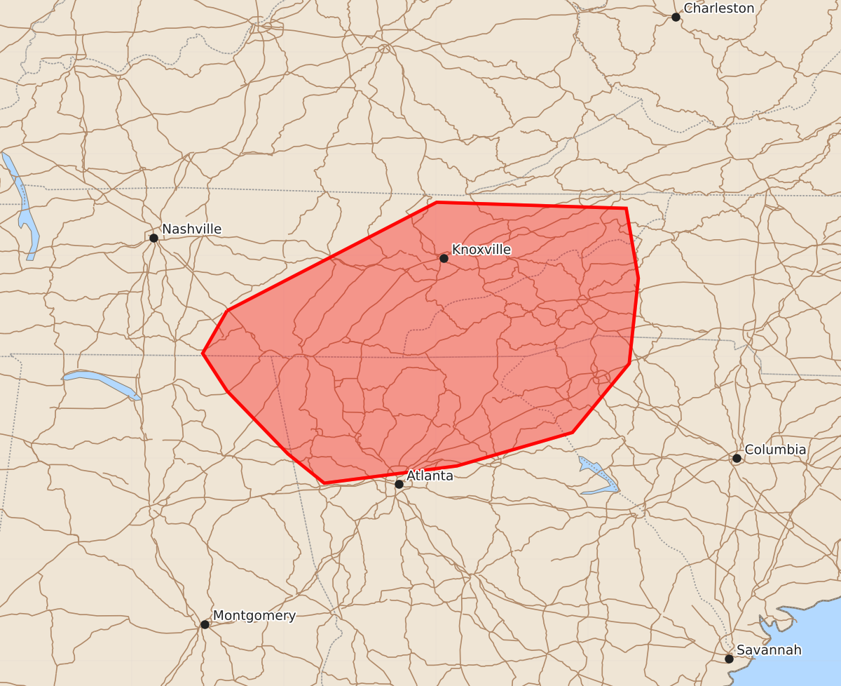 Risk area map for Mesoscale Discussion 1256