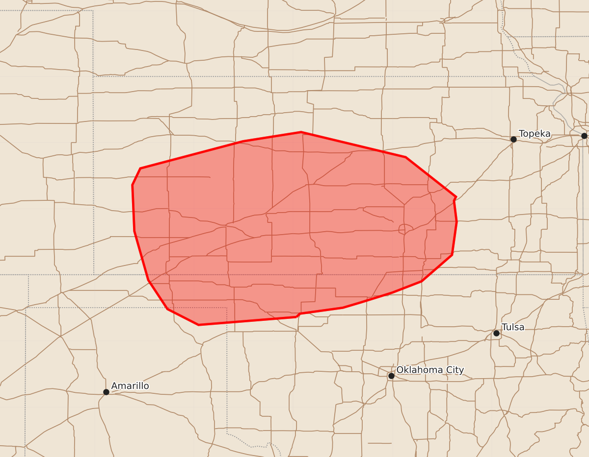Risk area map for Mesoscale Discussion 1220
