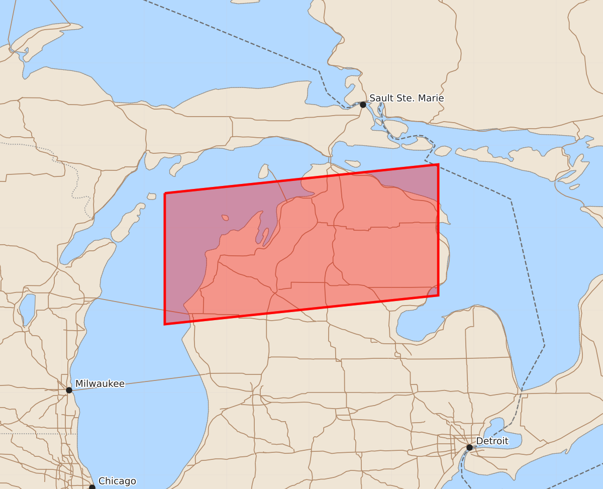 Risk area map for Watch 428 Outline