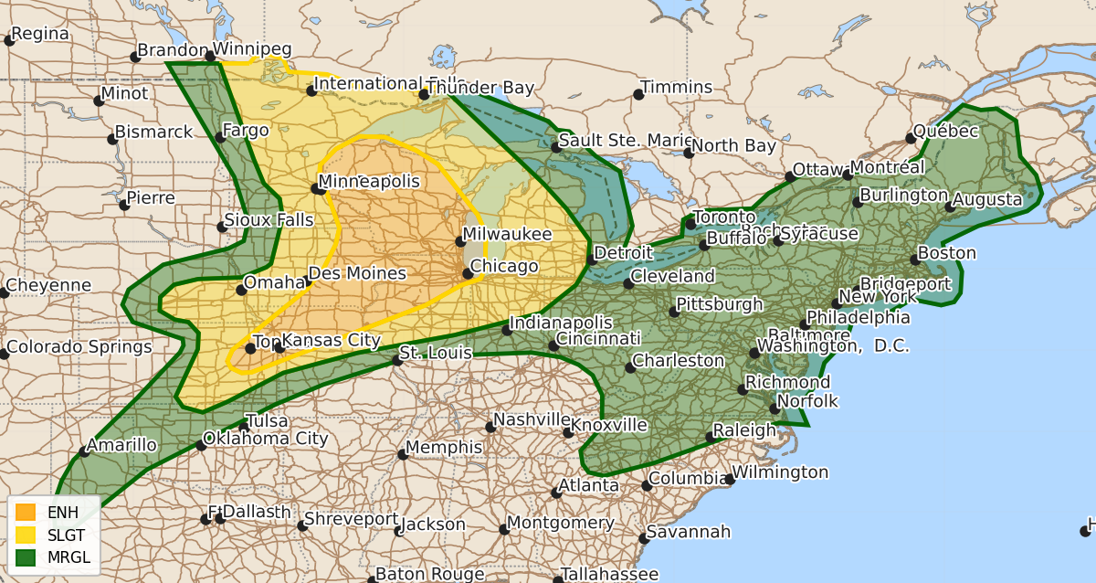 Risk area map for Day 1 Areal Outline