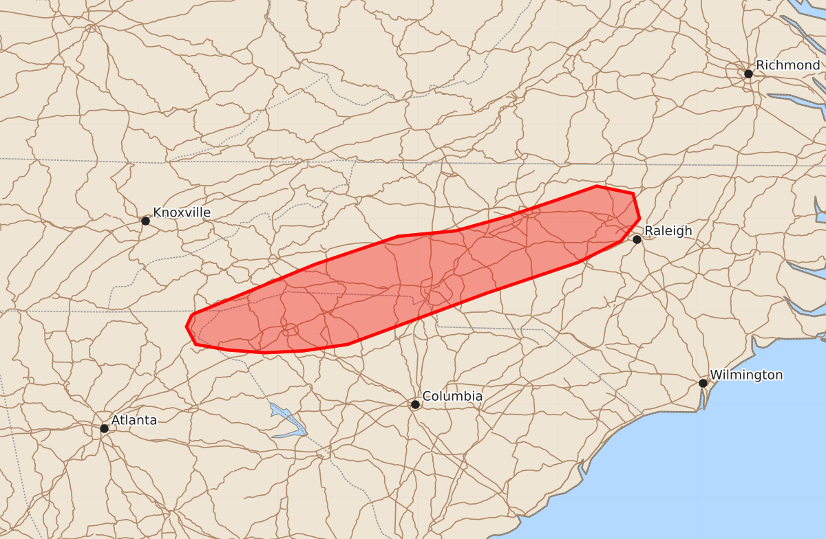 Risk area map for Mesoscale Discussion 1869