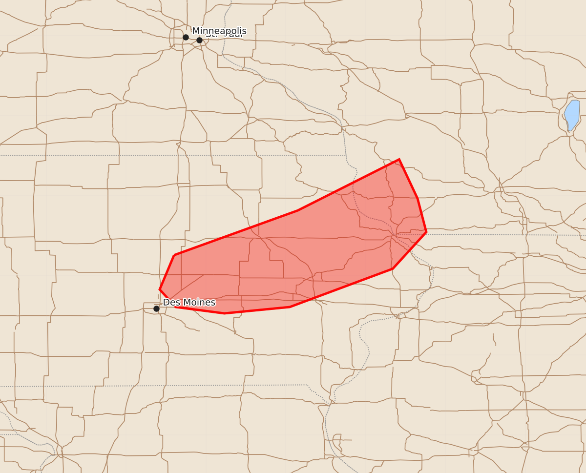 Risk area map for Mesoscale Discussion 1446