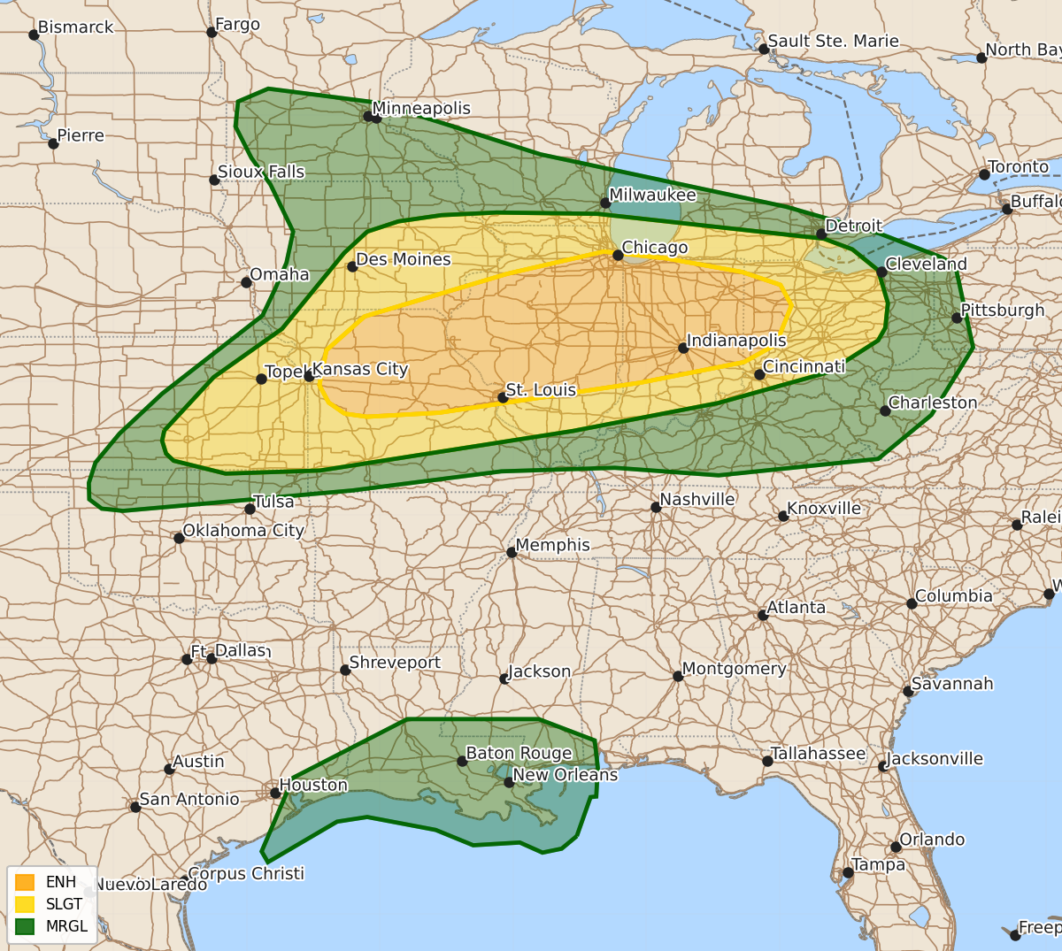 Risk area map for Day 3 Convective Outlook