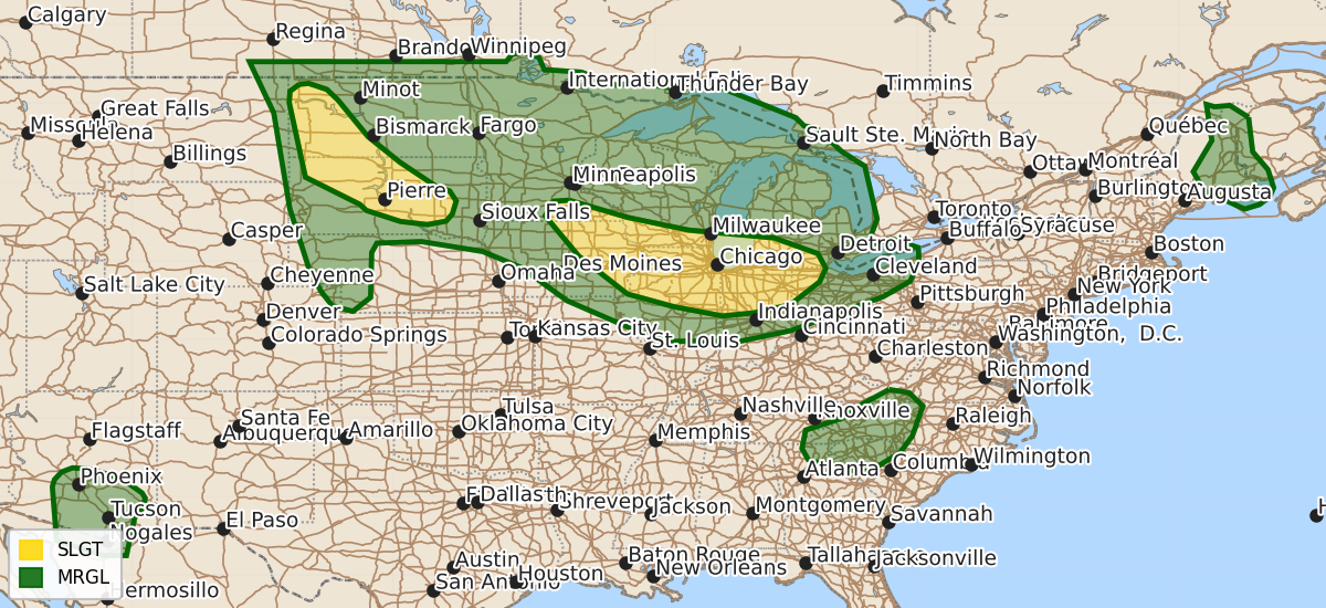 Risk area map for Day 1 Areal Outline