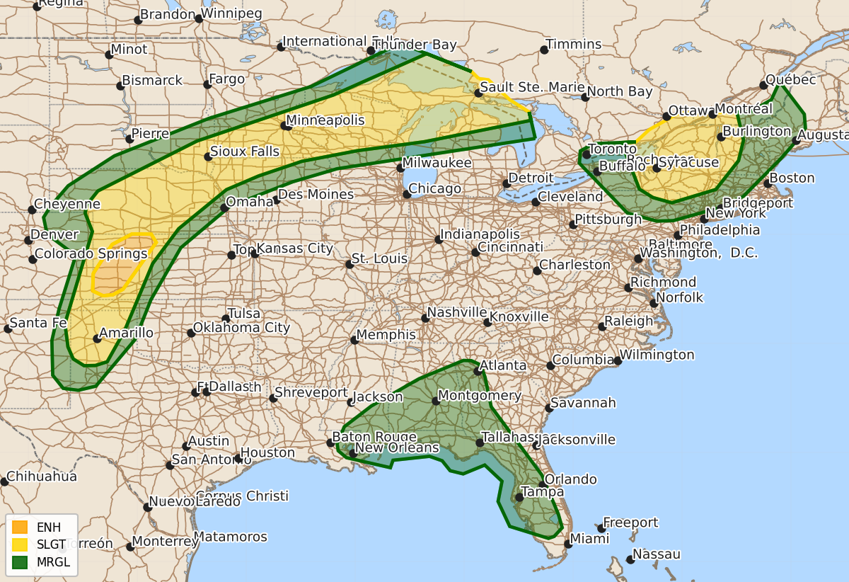 Risk area map for Day 1 Areal Outline