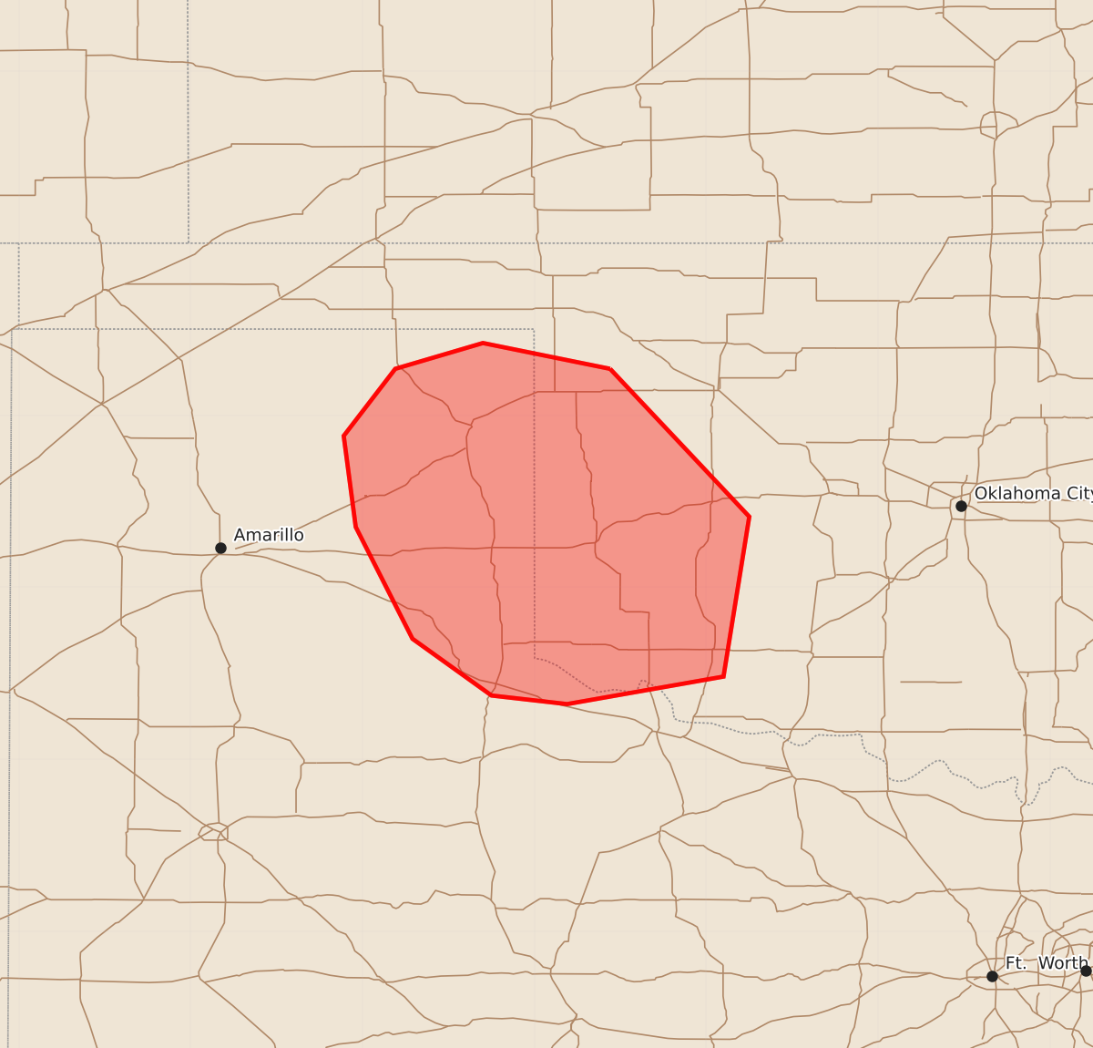Risk area map for Mesoscale Discussion 1270
