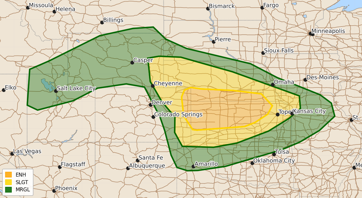 Risk area map for Day 1 Convective Outlook