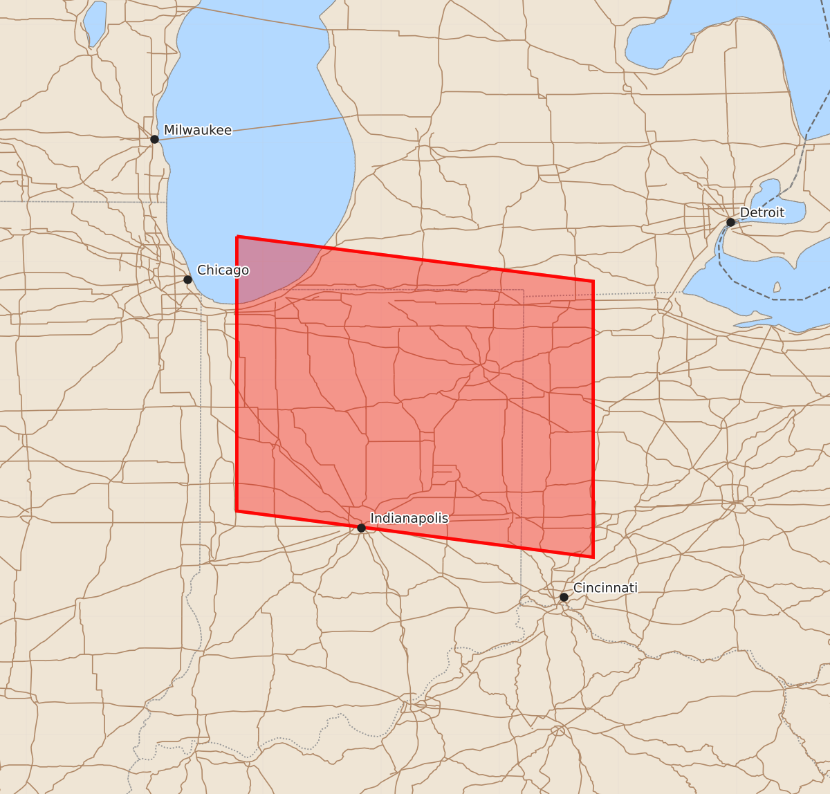 Risk area map for Watch 565 Outline