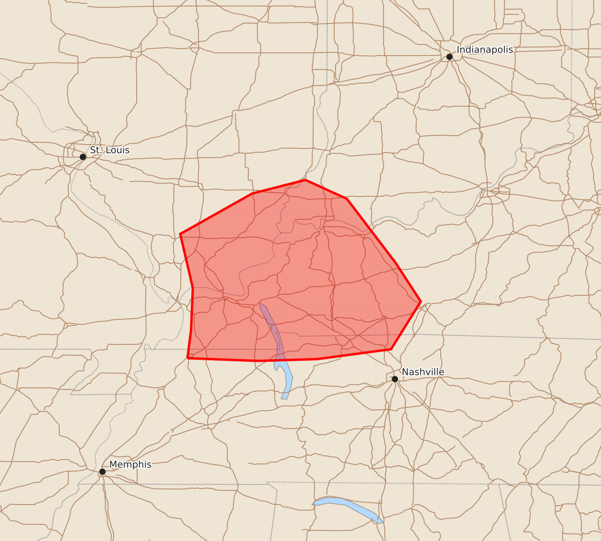 Risk area map for Mesoscale Discussion 1554