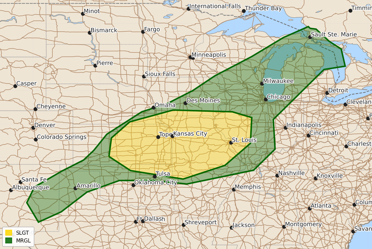 Risk area map for Day 3 Areal Outline