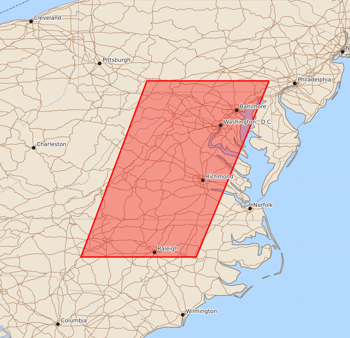 Risk area map for Watch 496 Outline